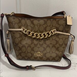 Coach Brown Shoulder Bag with Gold Chain